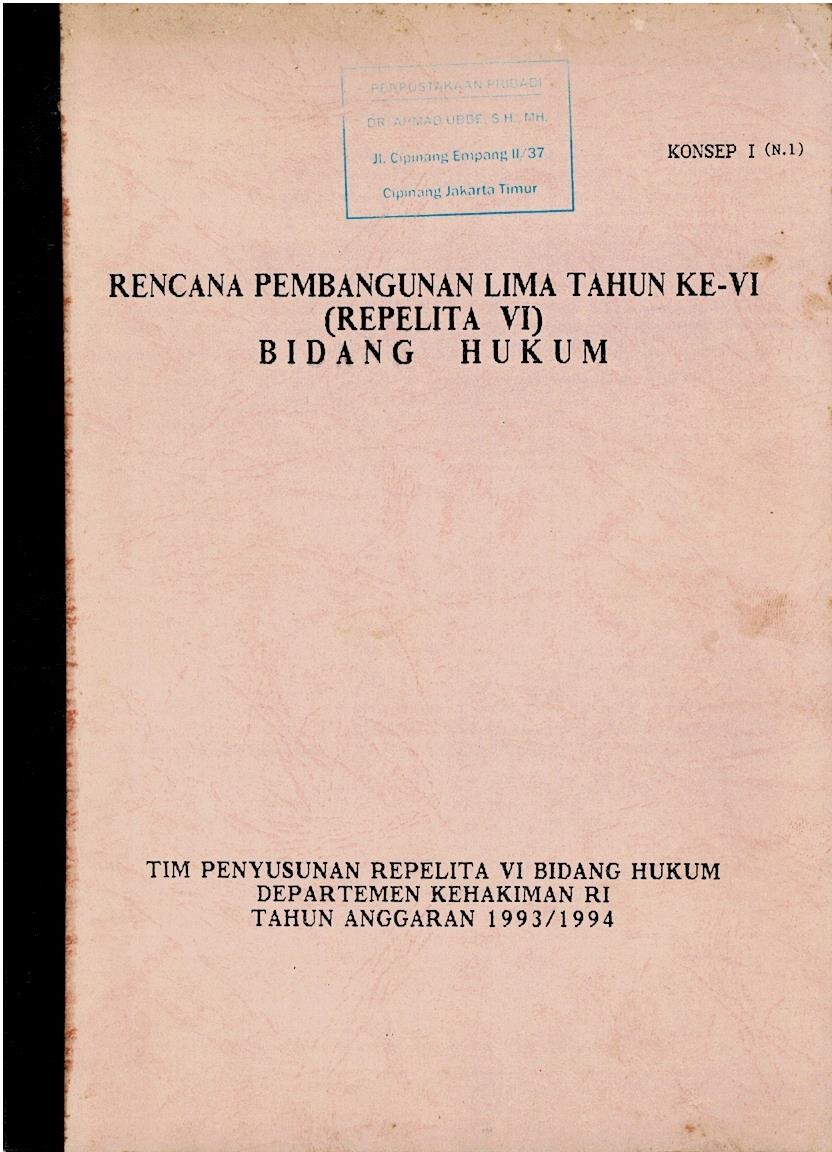 Rencana Pembangunan Lima Tahun Ke - VI Bidang Hukum