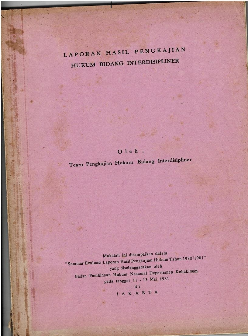 Laporan Hasil Pengkajian Hukum Bidang Interdisilpiner