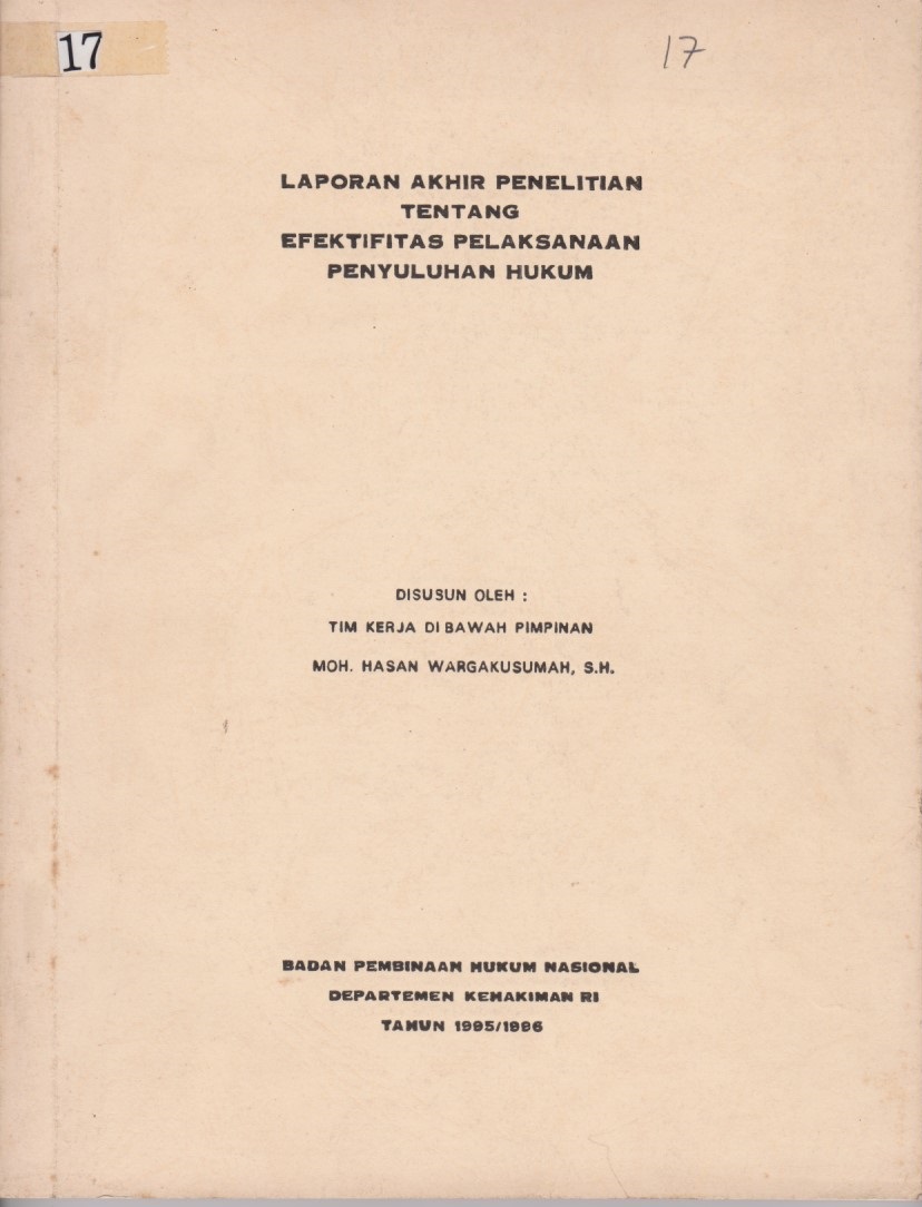 Laporan Akhir Penelitian Tentang Efektifitas Pelaksanaan Penyuluhan Hukum