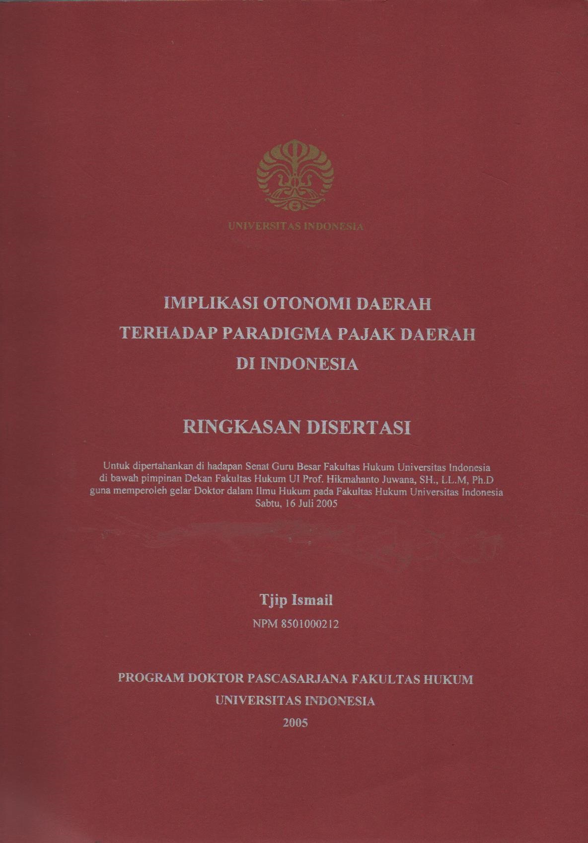 Implikasi Otonomi Daerah Terhadap Paradigma Pajak Daerah Di Indonesia