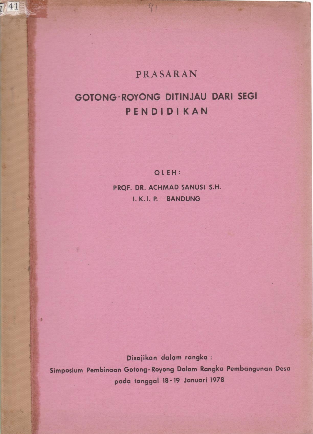 Gotong - Royong Ditinjau Dari Segi Pendidikan