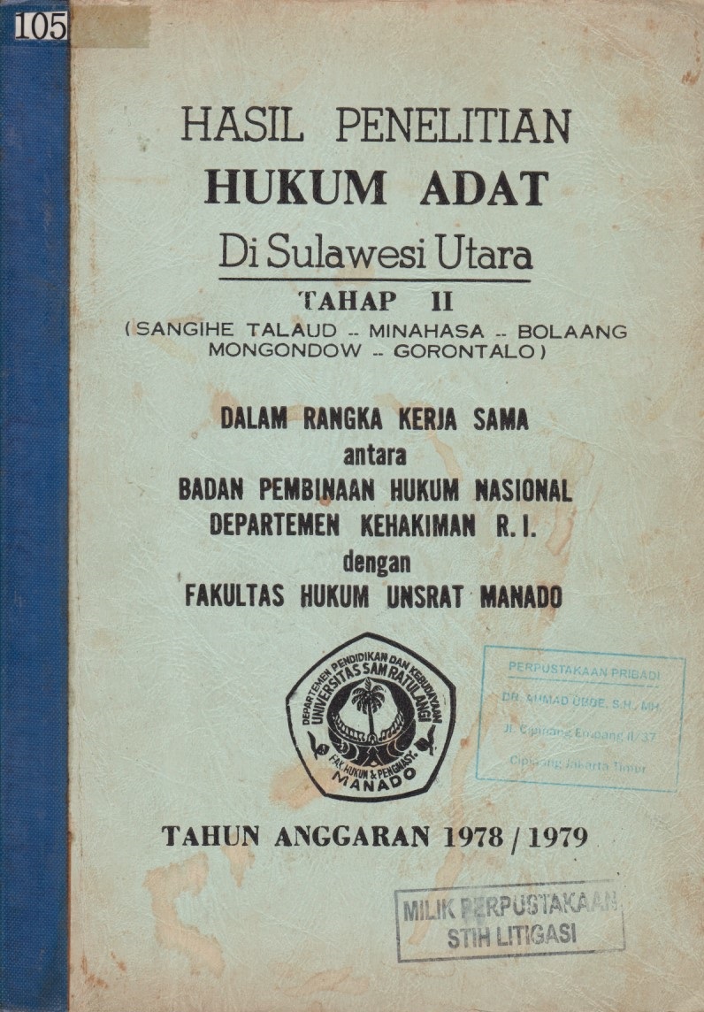 Hasil Penelitian Hukum Adat Di Sulawesi Utara Tahap II