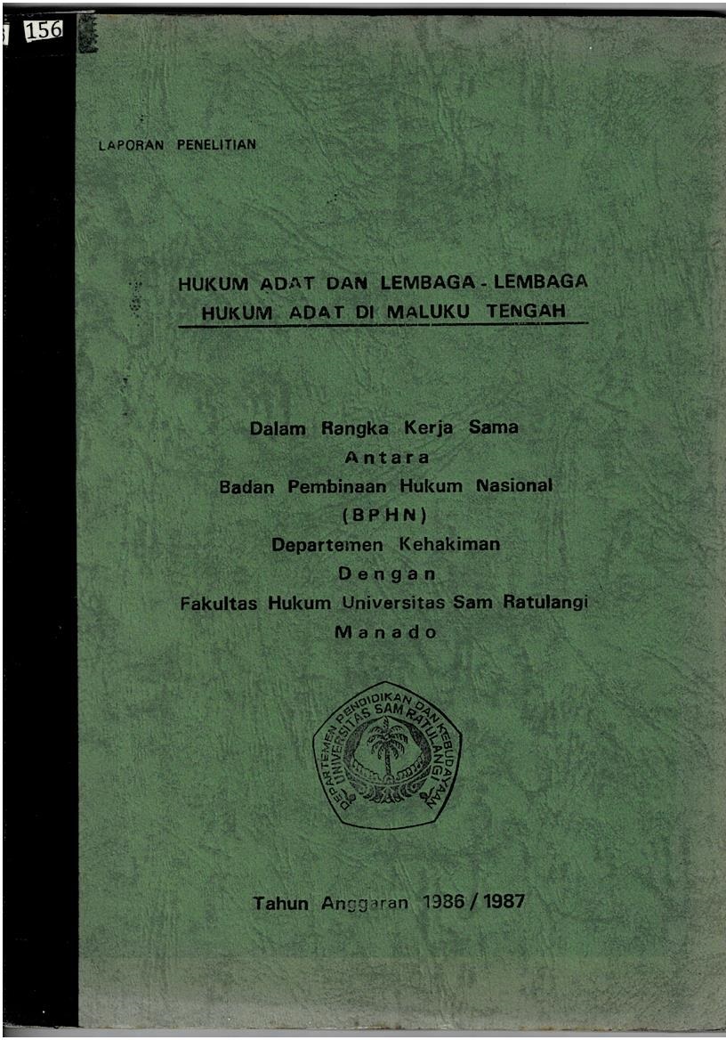 Laporan Penelitian Hukum Adat Dan Lembaga - Lembaga Hukum Adat Di Maluku Tengah