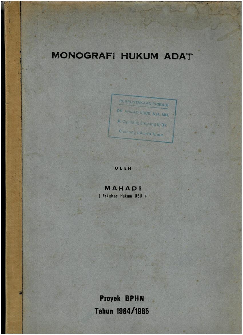 Monografi Hukum Adat