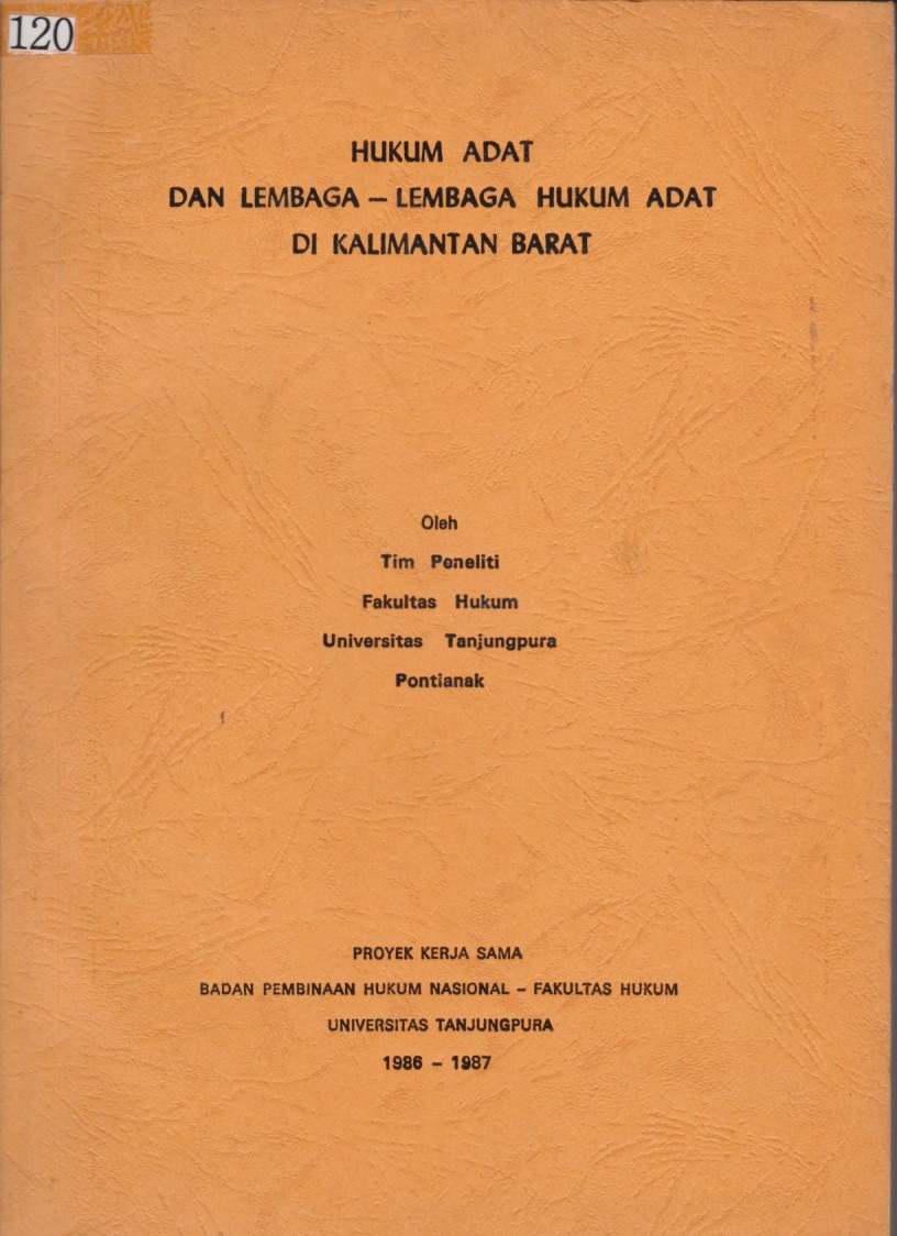Hukum Adat Dan Lembaga - Lembaga Hukum Adat Di Kalimantan Barat