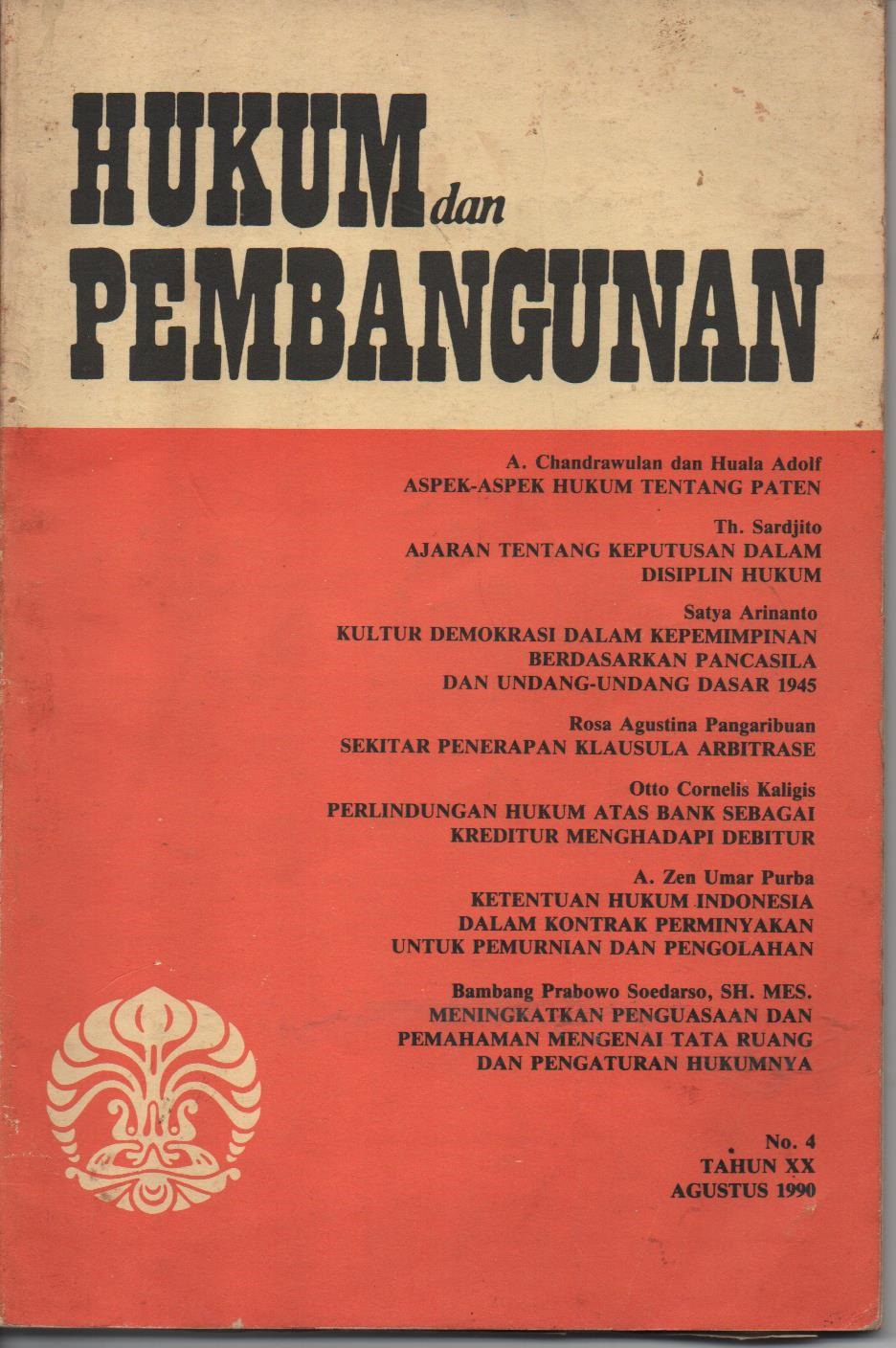 Hukum Dan Pembangunan No.4 Tahun XX Agustus 1990