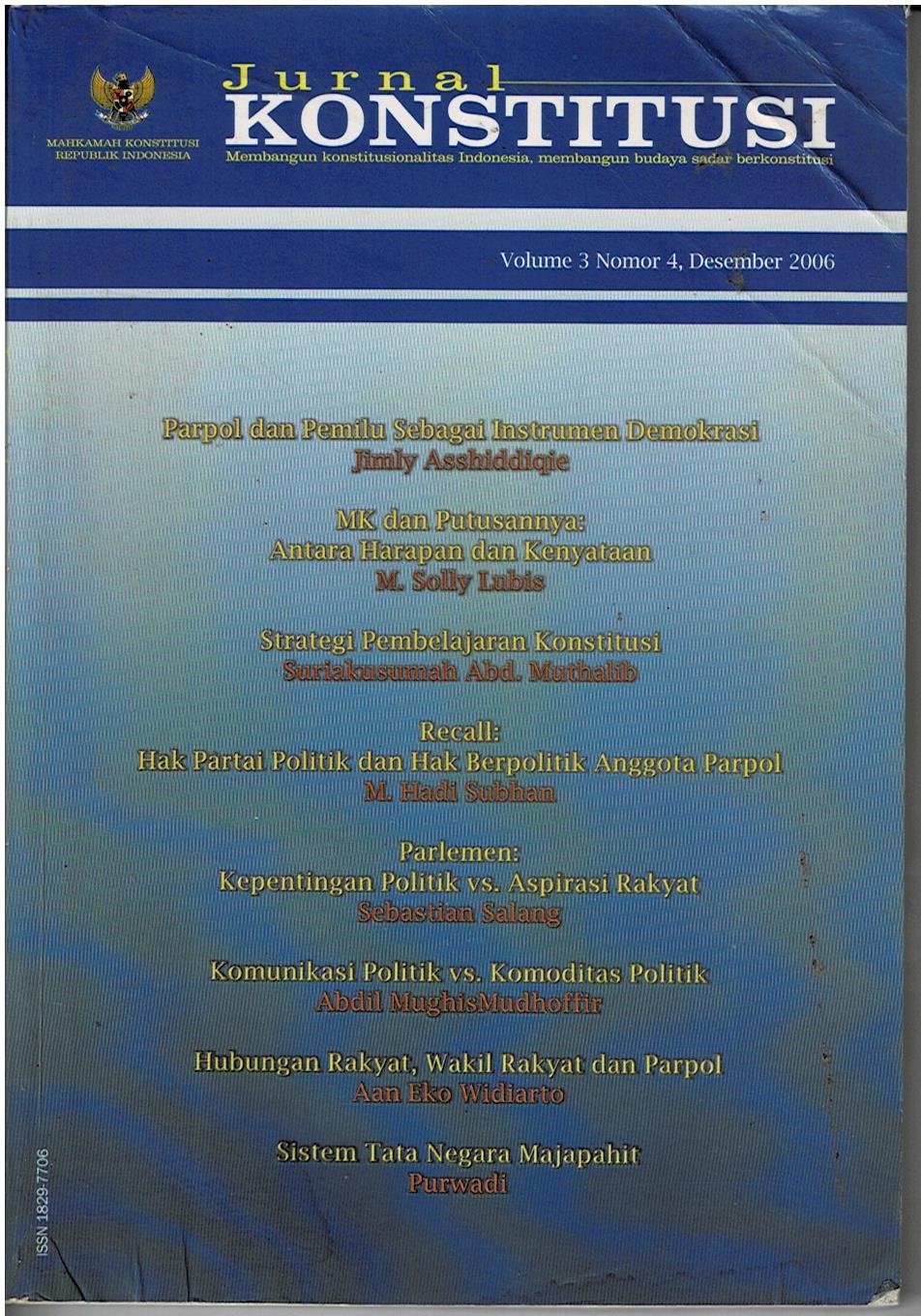 Jurnal Konstitusi , Vol.3, Nomor 4, Desember 2006