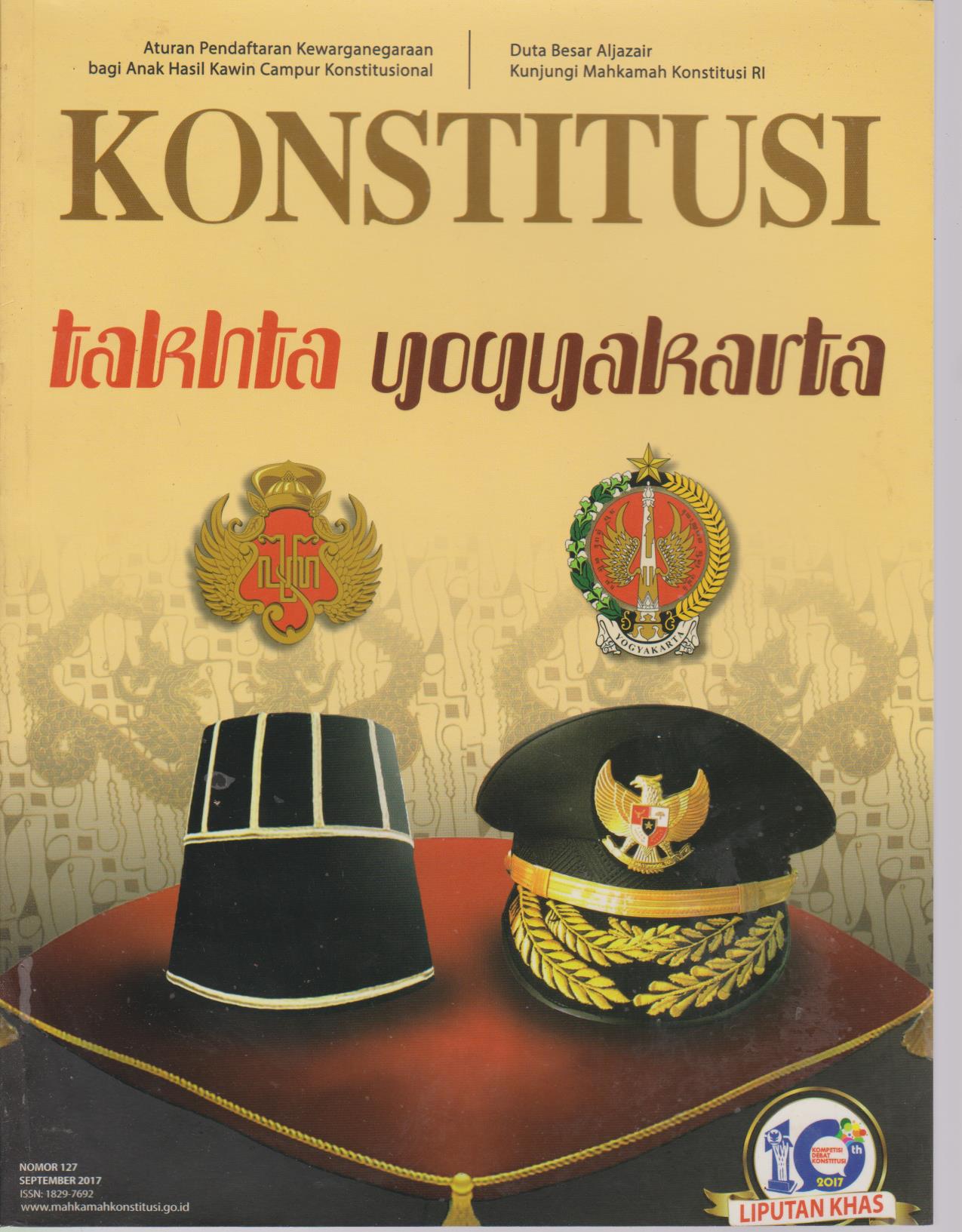 Konstitusi : Tahta Yogyakarta Nomor 127 September 2017