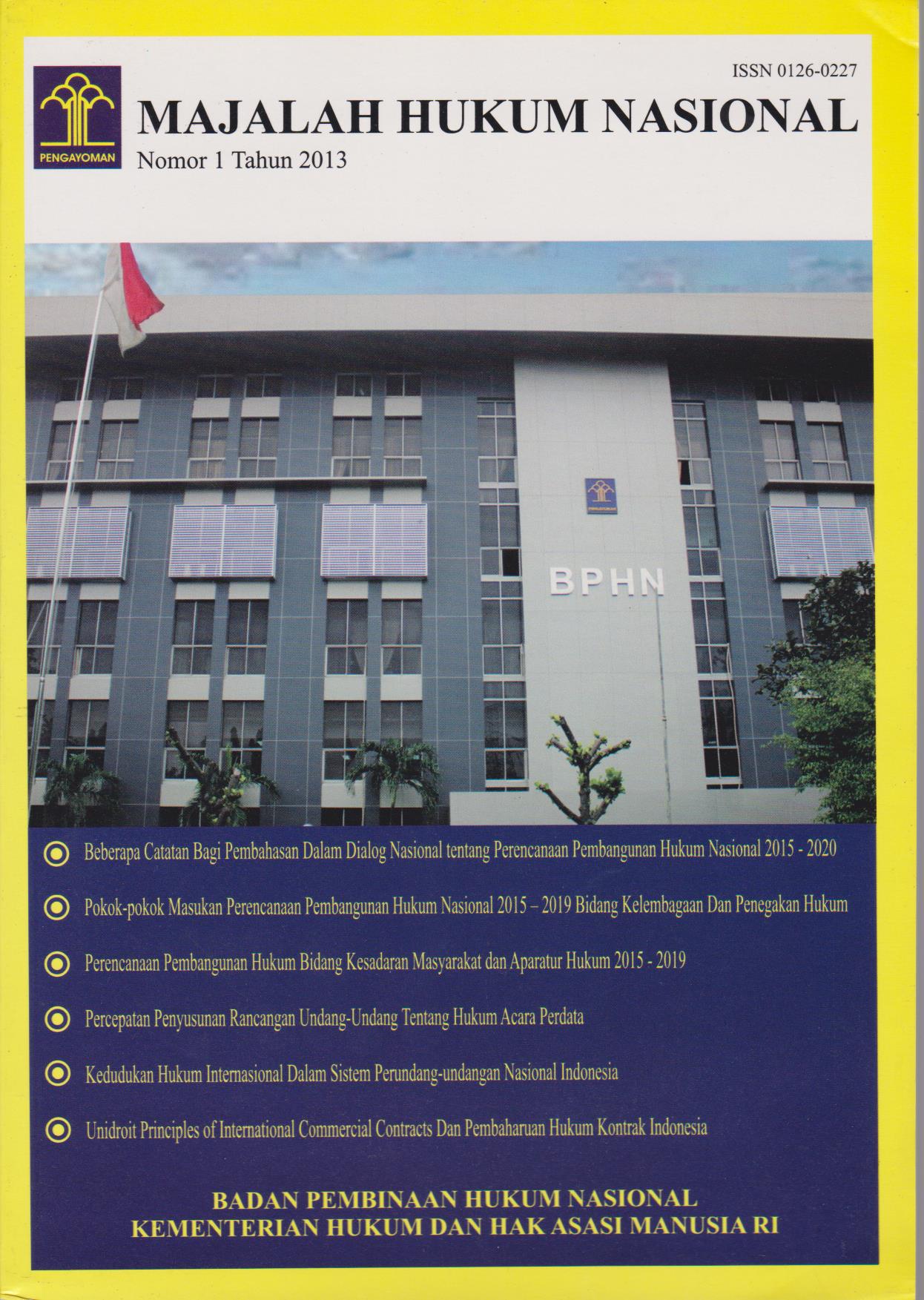 Majalah Hukum Nasional Nomor 1 Tahun 2013