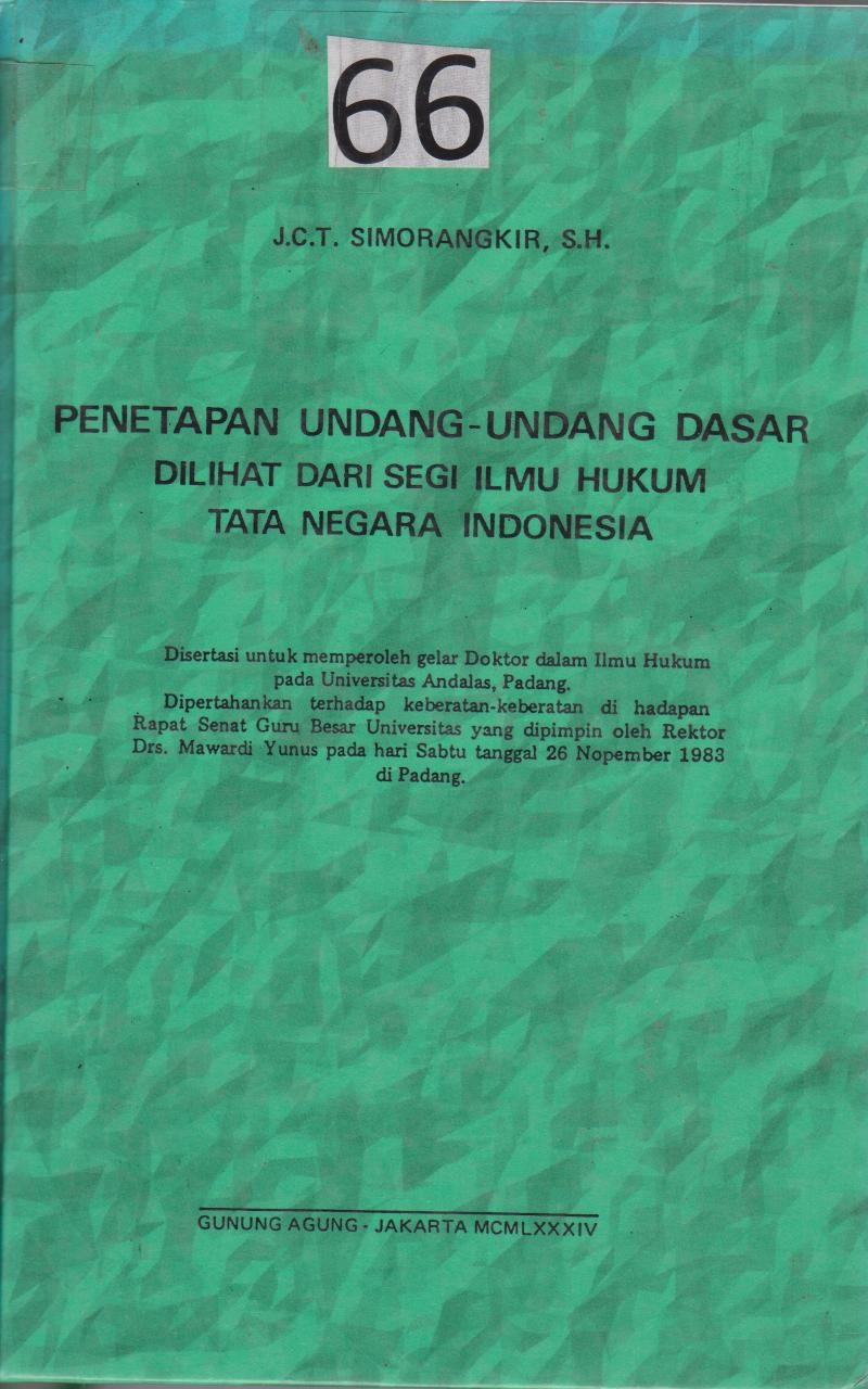Penetapan Undang - Undang Dasar Dilihat Dari Segi Ilmu Hukum Tata Negara Indonesia