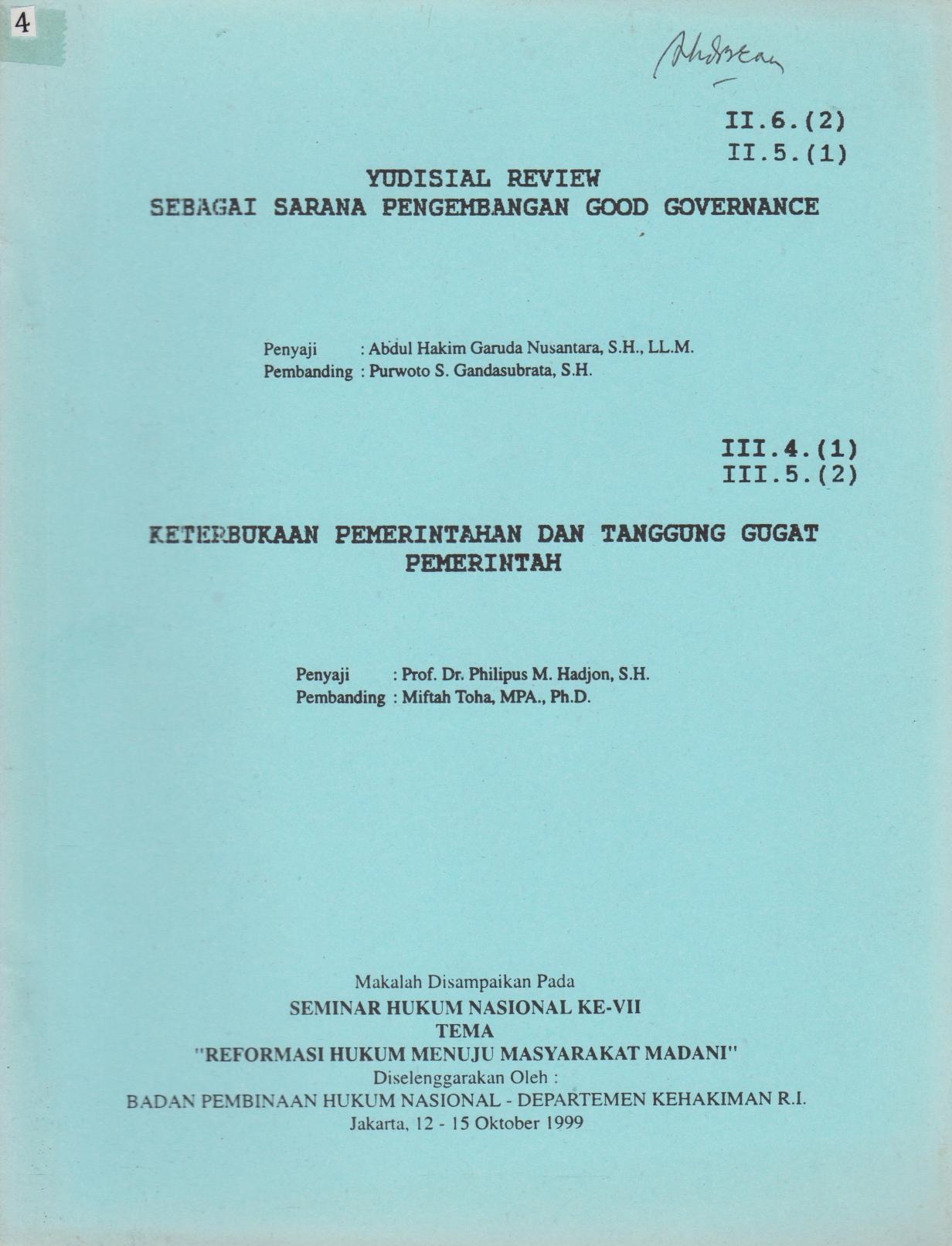 Yudisial Review Sebagai Sarana Pengembangan Good Governance 